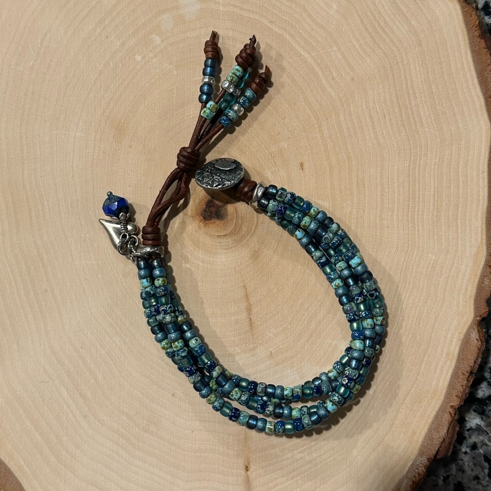 Handcrafted Blue Beaded Bracelet